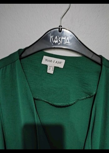 Uzun Kollu Yeşil Kadın Uzun Boy tunik - Görsel 3