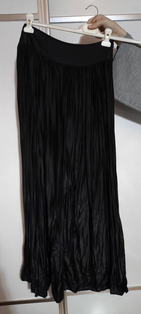 Kadın Siyah Pilili Uzun Etek - Görsel 2