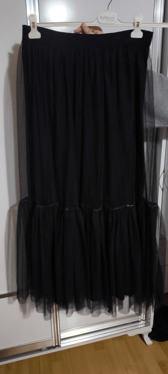 Drapeli Siyah Gotik Uzun Etek - Görsel 2