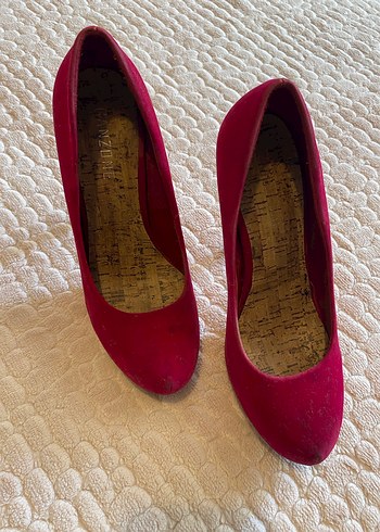 Parlak Kırmızı Süet Stiletto Kadın Ayakkabı - Görsel 2