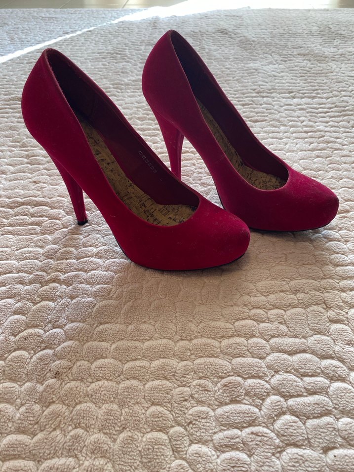 Parlak Kırmızı Süet Stiletto Kadın Ayakkabı - Görsel 3