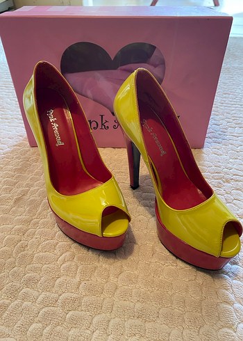 Sarı Parlak Rugan Platform Topuklu Ayakkabı - Görsel 3