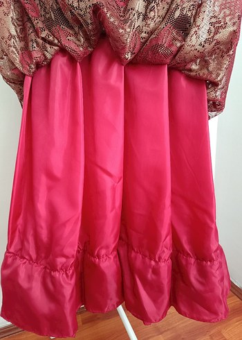 Bordo Dantelli Eteği Çift Kat Gotik Siyah Kadife Elbise - Görsel 3