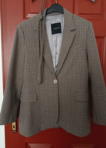 Kaz Ayağı Desenli Düğmeli Kadın Blazer Ceket - Görsel 2