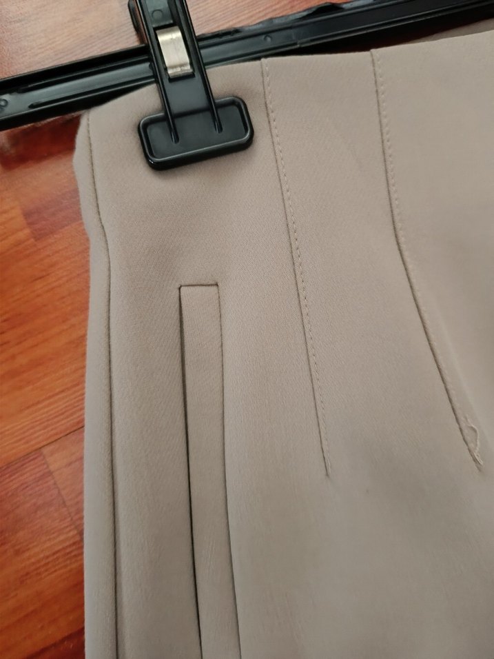 Bej Filetolu Kumaş Kadın Pantolon - Görsel 3