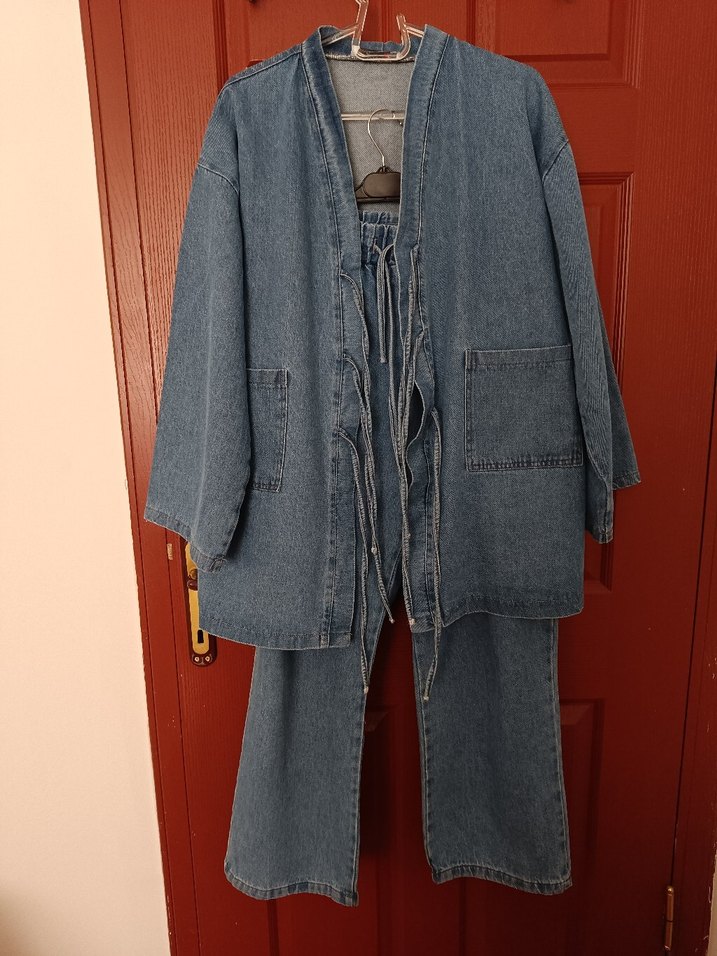Bağlamalı Ceket Pantolon Jean Takım - Görsel 2