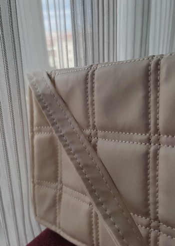 Kareli Bej Deri Kadın Omuz Çantası - Görsel 7