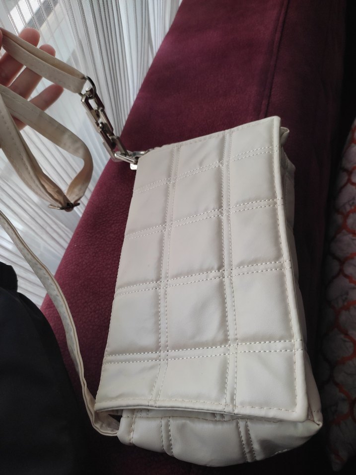 Kareli Bej Deri Kadın Omuz Çantası - Görsel 5