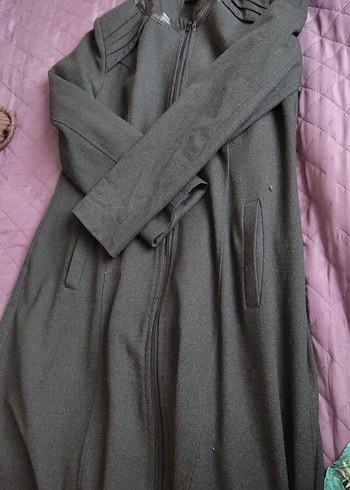 siyah uzun şapkalı kadın tesettür kaban - Görsel 7