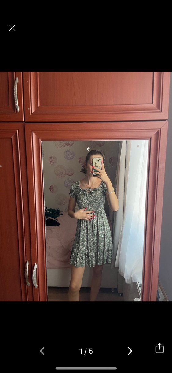 Gri Midi Bağlamalı Günlük Elbise 
Trendyol - Görsel 3