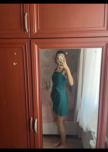 Trendyol Parlak Yeşil Mini Abiye Elbise - Görsel 3