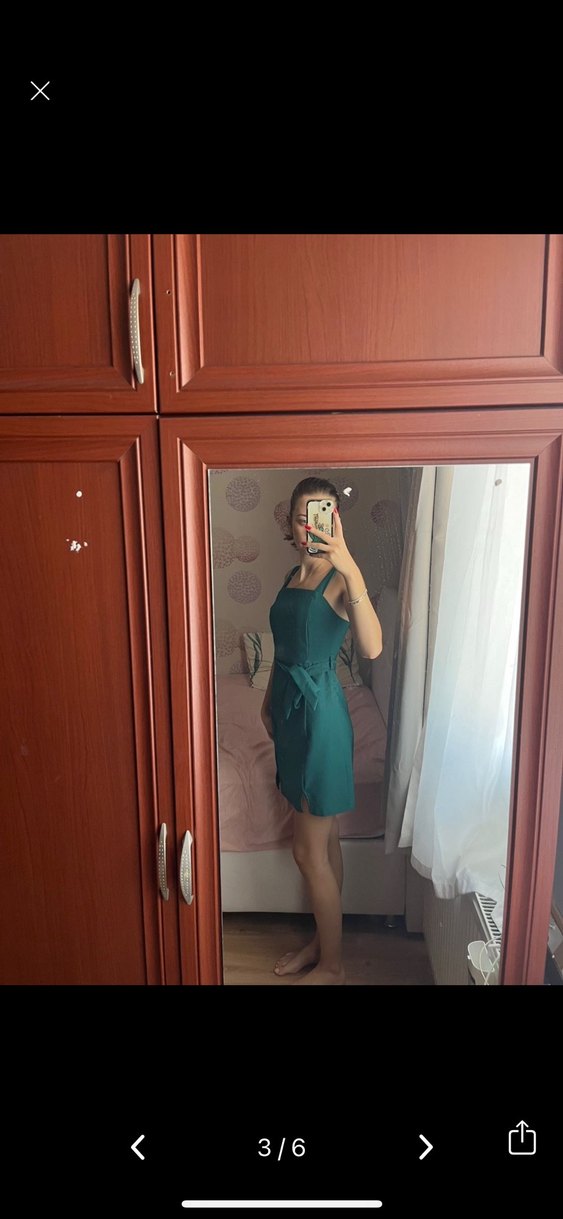 Trendyol Parlak Yeşil Mini Abiye Elbise - Görsel 3