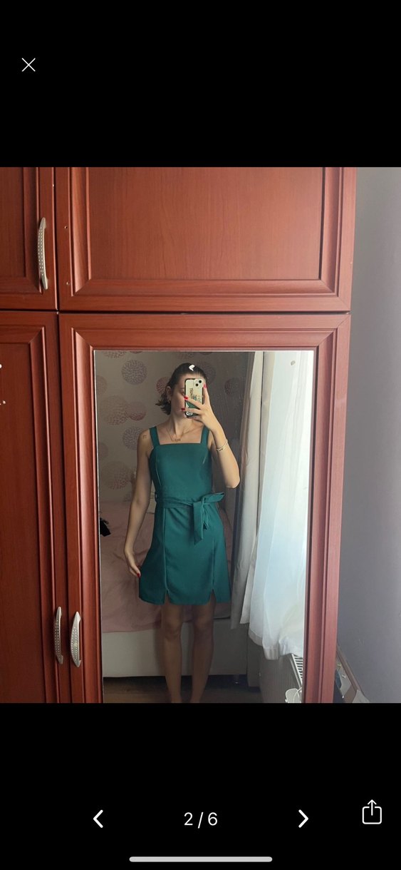 Trendyol Parlak Yeşil Mini Abiye Elbise - Görsel 2