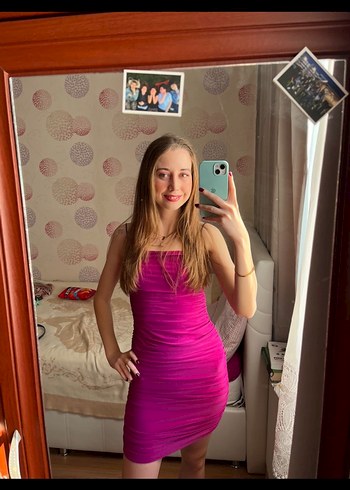 Parlak Mor Straplez Mini Elbise - Görsel 2