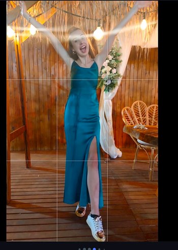 Parlak Turkuaz Uzun Askılı Elbise Milla - Görsel 2