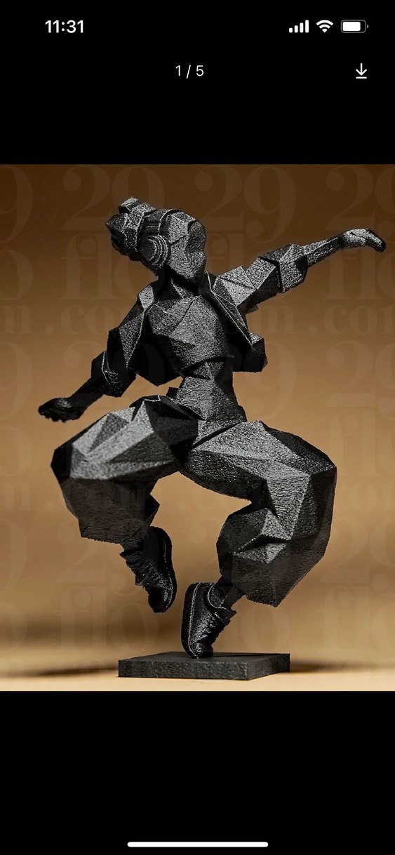 Koyu Siyah Geometrik Dansçı Figürin - Görsel 2