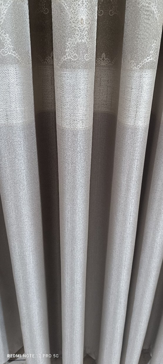 Bej Nakışlı Gri Desenli Perde - Görsel 4