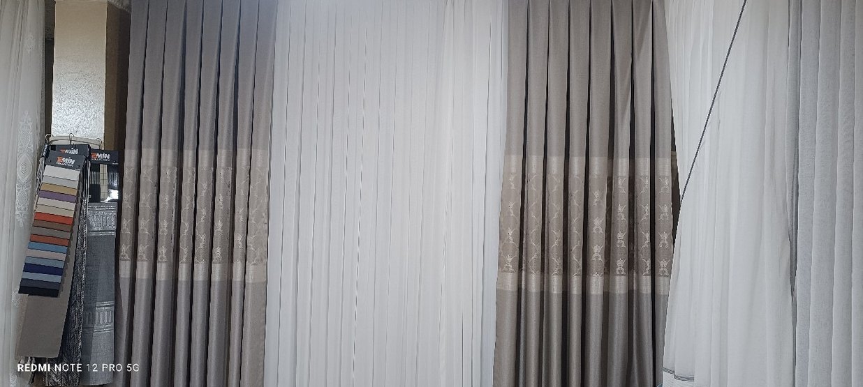 Bej Nakışlı Gri Desenli Perde - Görsel 2