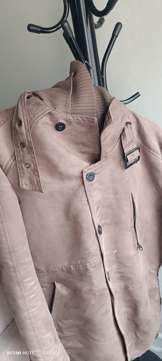 Bej Erkek Süet Düğmeli Ceket - Görsel 3