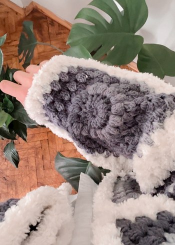 Gri Bohem Uzun Kollu Örgü Hırka - Görsel 2