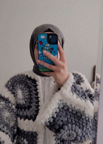 Gri Bohem Uzun Kollu Örgü Hırka - Görsel 3