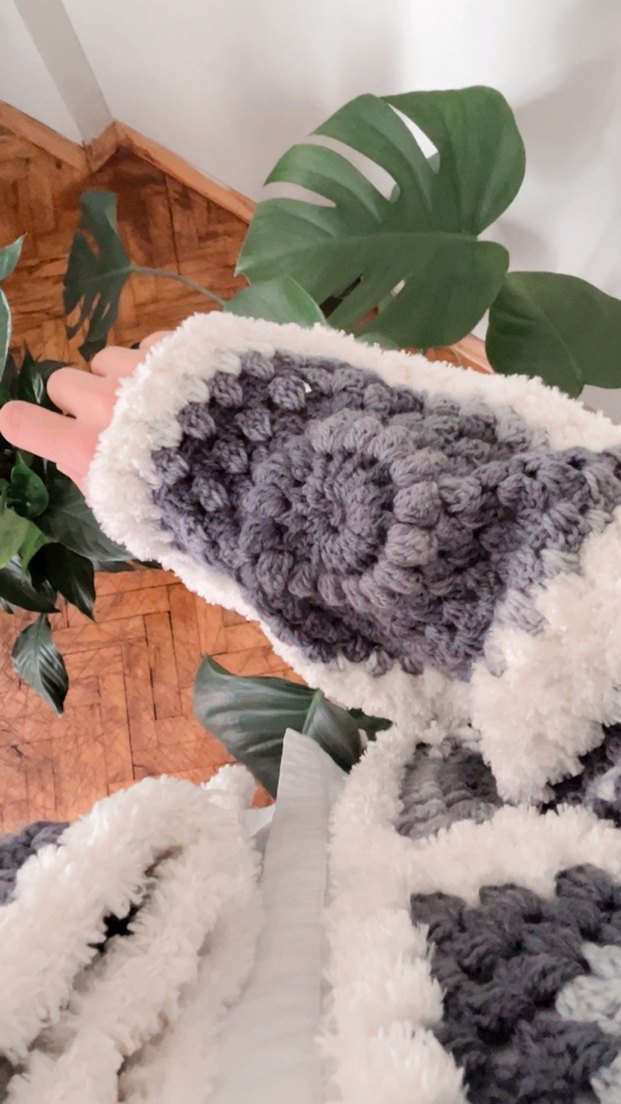 Gri Bohem Uzun Kollu Örgü Hırka - Görsel 2