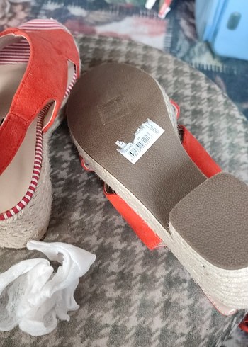 Kırmızı Süet Dolgu Topuklu Espadril - Görsel 4