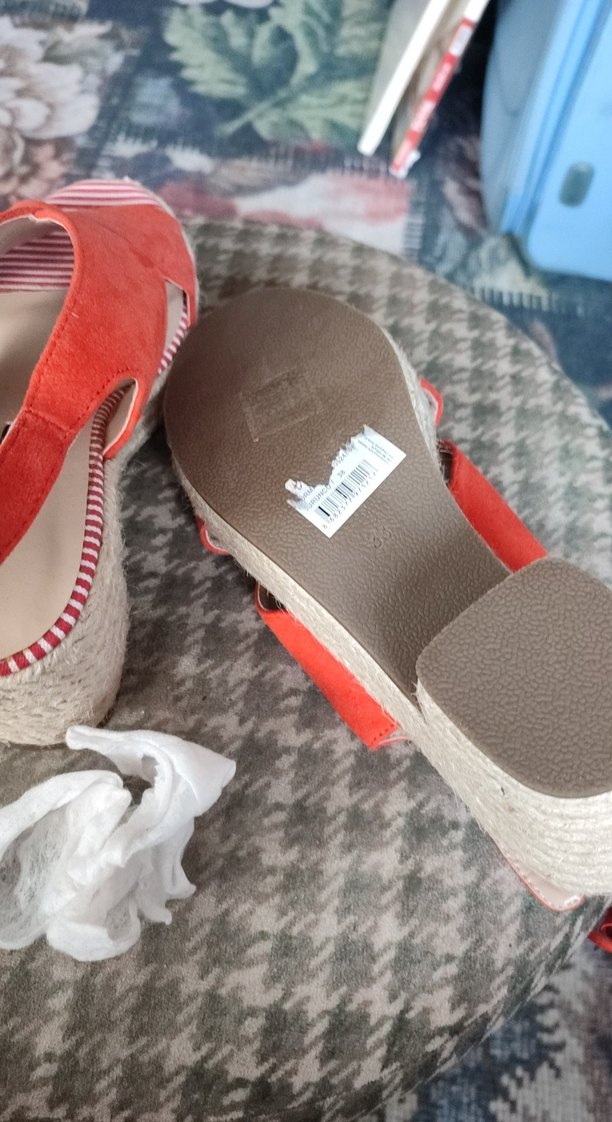 Kırmızı Süet Dolgu Topuklu Espadril - Görsel 4