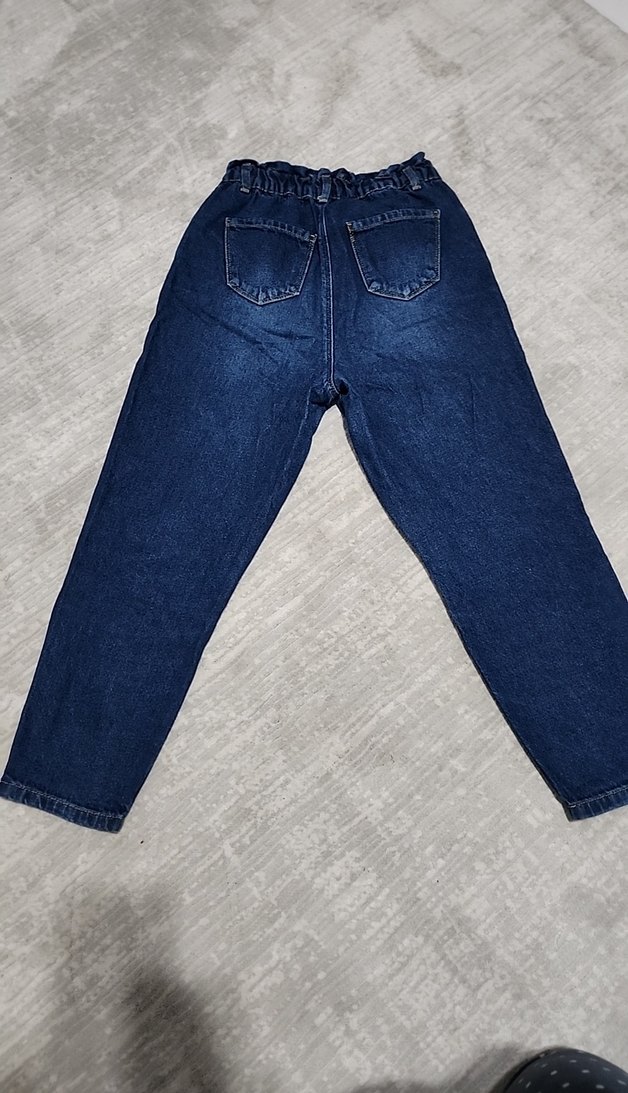 Kadın Çocuk Mavi Bol Kesim Denim Pantolon - Görsel 2