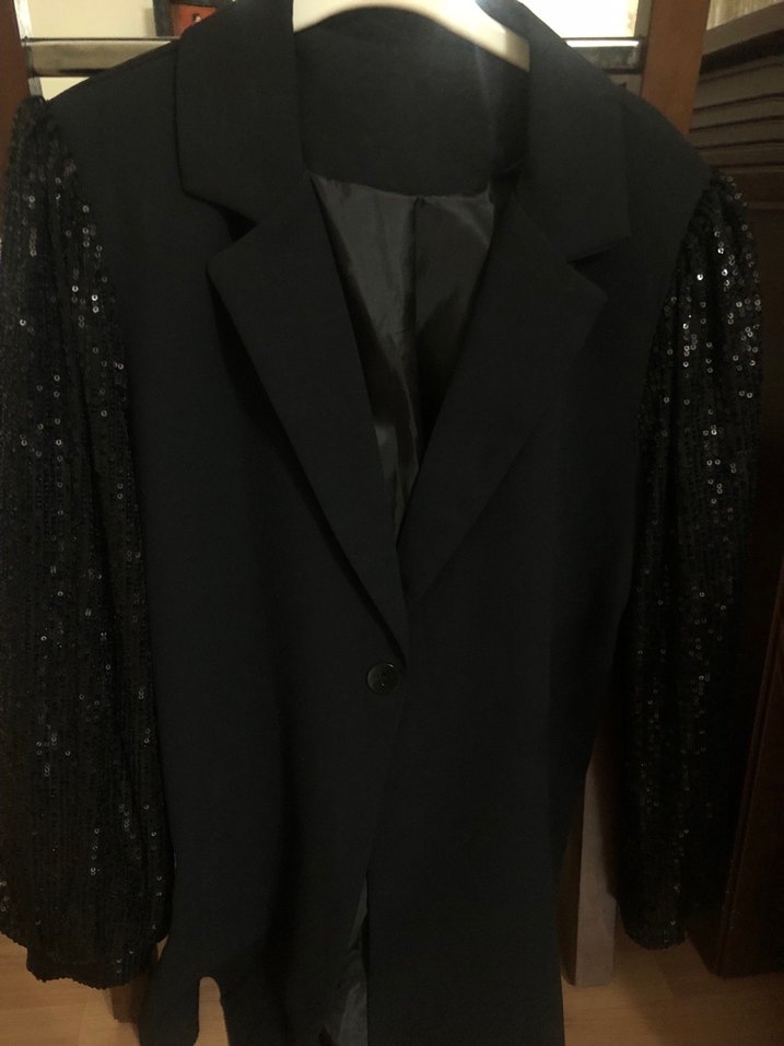 Siyah Düğmeli Midi Blazer - Görsel 2