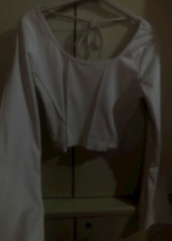 Beyaz Mini Uzun Kollu Bluz - Görsel 2