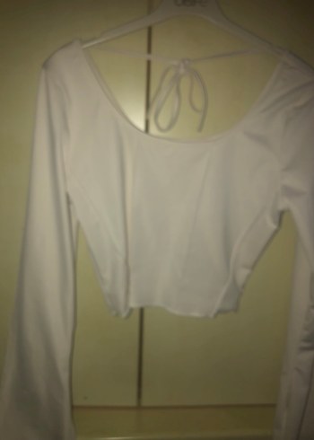 Beyaz Mini Uzun Kollu Bluz - Görsel 3