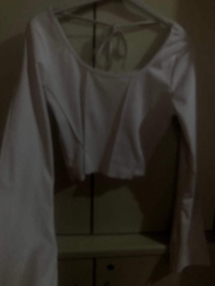 Beyaz Mini Uzun Kollu Bluz - Görsel 2