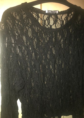 Siyah Dantel Detaylı Uzun Kollu Bluz - Görsel 3