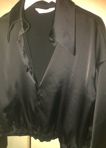 Siyah V Yaka Kadın Ofis Gömleği - Görsel 3