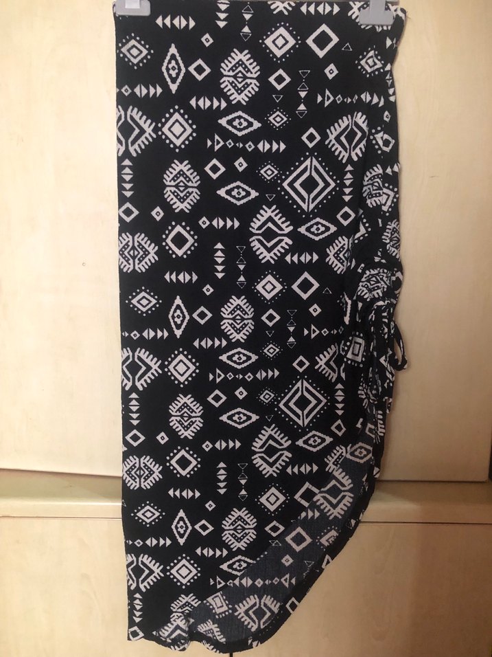 Bohem Siyah Uzun Bağcıklı Etek - Görsel 2