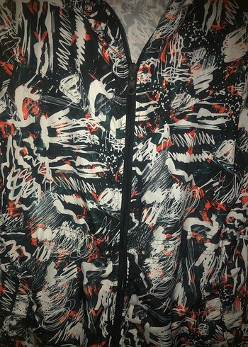 Çok Renkli Baskılı Fermuarlı Kadın Ceket - Görsel 3