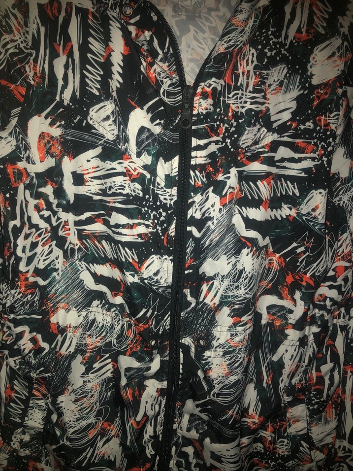 Çok Renkli Baskılı Fermuarlı Kadın Ceket - Görsel 3