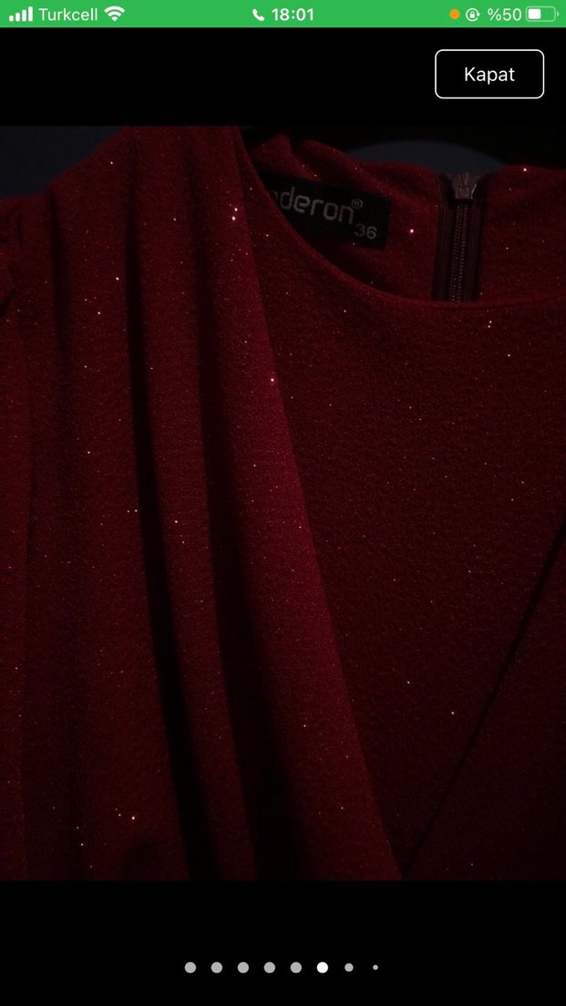 Bordo Drapeli Uzun Kollu Uzun Elbise - Görsel 3