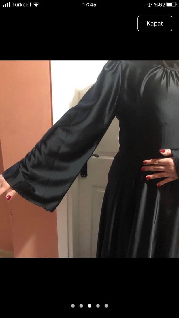 Siyah Saten Elbise - Görsel 2