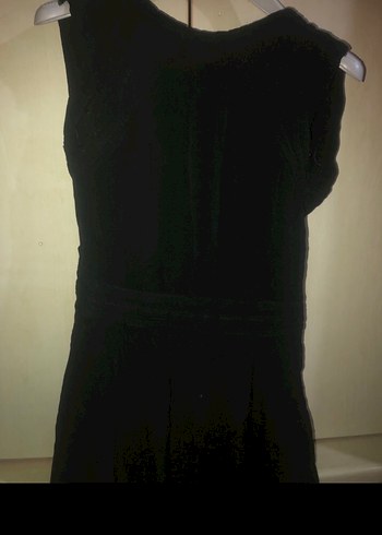 Siyah V Yaka Kolsuz Midi Elbise - Görsel 2