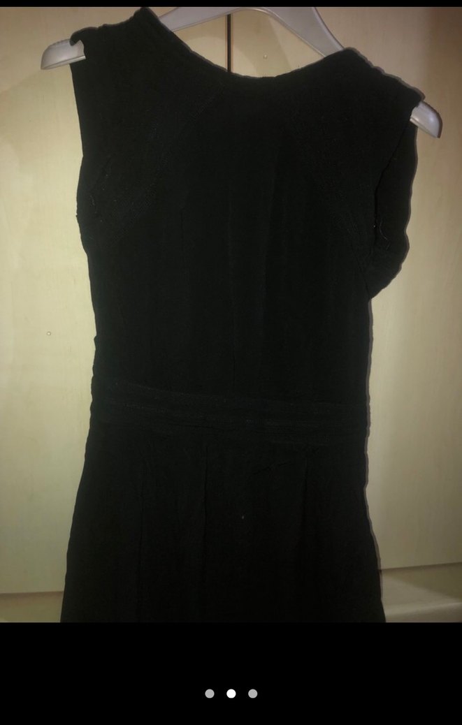 Siyah V Yaka Kolsuz Midi Elbise - Görsel 2