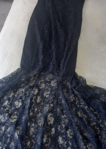 Siyah Dantel Uzun Straplez Gotik Elbise - Görsel 8