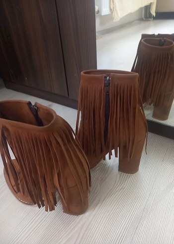 Püsküllü Kadın Süet Bohem Tarz Bot - Görsel 3