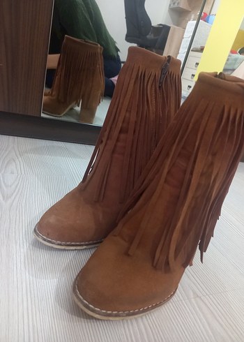 Püsküllü Kadın Süet Bohem Tarz Bot - Görsel 5