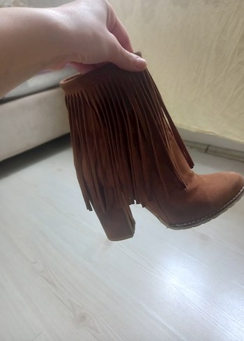 Püsküllü Kadın Süet Bohem Tarz Bot - Görsel 6