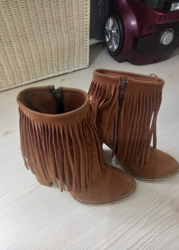 Püsküllü Kadın Süet Bohem Tarz Bot - Görsel 12