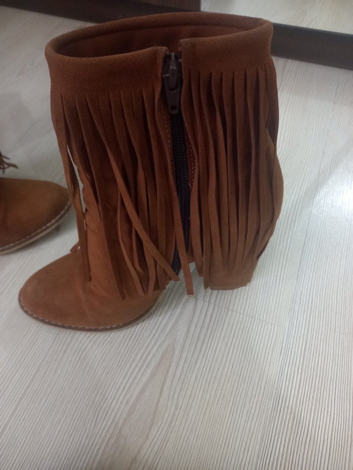 Püsküllü Kadın Süet Bohem Tarz Bot - Görsel 4