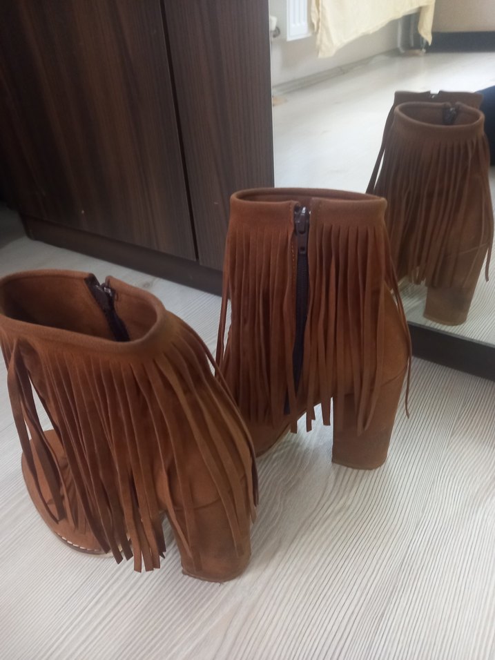 Püsküllü Kadın Süet Bohem Tarz Bot - Görsel 3