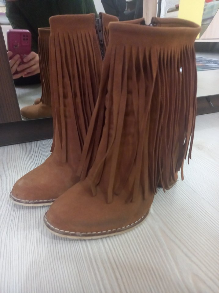 Püsküllü Kadın Süet Bohem Tarz Bot - Görsel 2